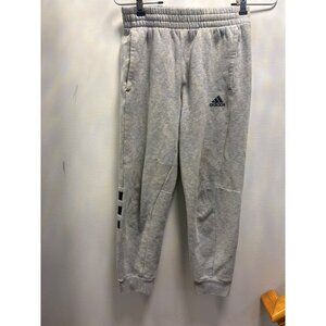 Adidas Kids Gray Sweatpants Size 10-12Cotton Blend Elastic Waist & Cuffed Bottom